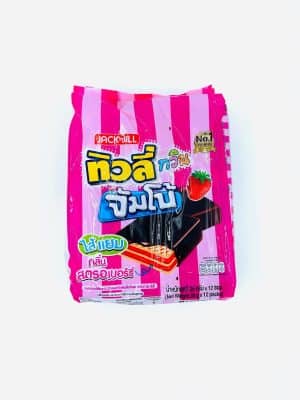 เวเฟอร์เคลือบช็อกโกแลตไส้แยมสตรอว์เบอร์รี